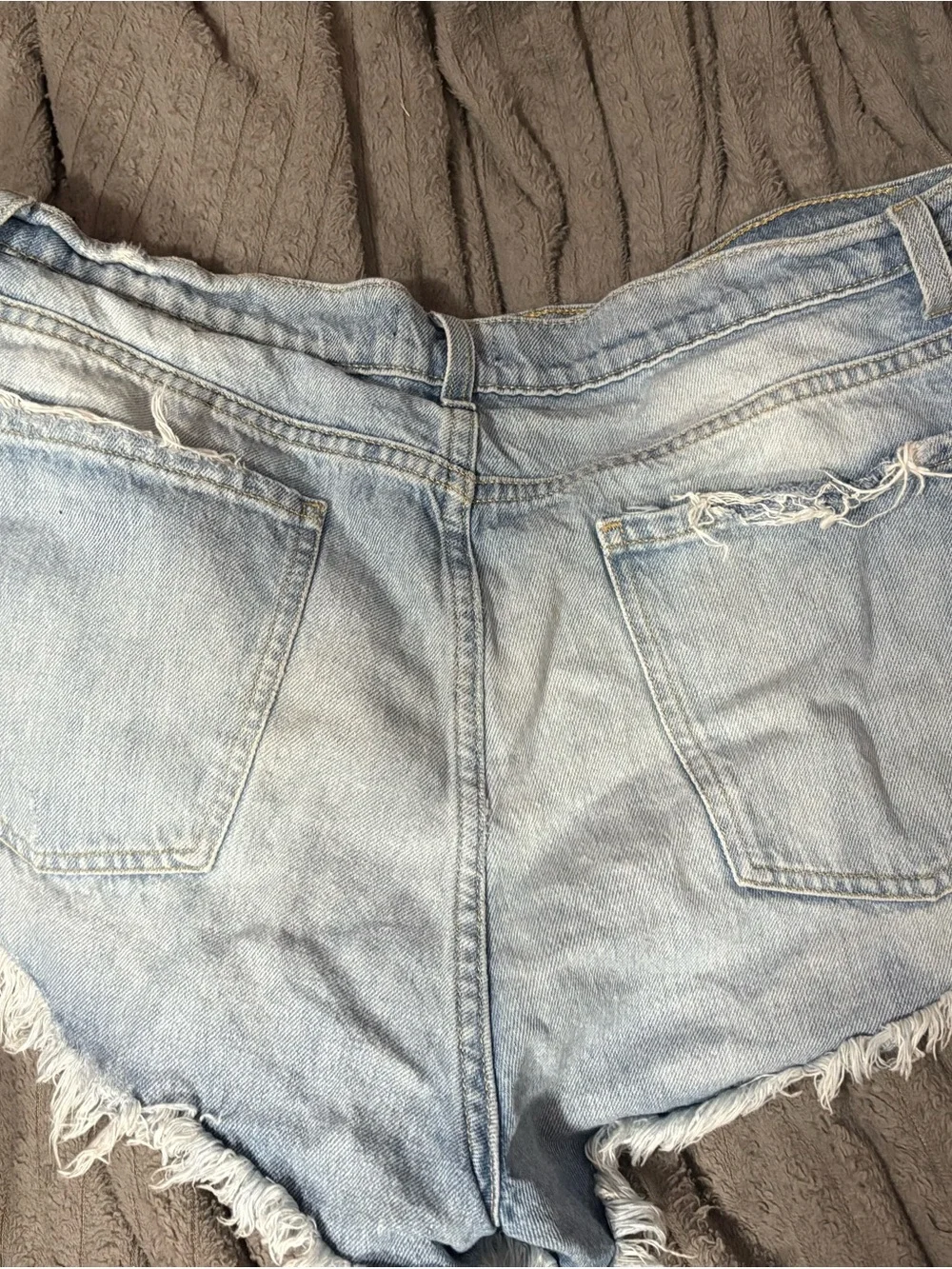 Fashion Nova Light Blue Distressed High-Rise Denim Shorts
